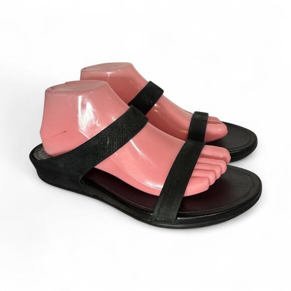 FitFlop Black Synthetic Slip On 2-Strap Slide Mule Sandal Women's Shoes 10.5M 41 - Picture 2 of 6